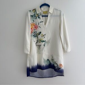Stunning Maeve Long Sleeve Tunic with Gorgeous Asian Print Design Size XS
